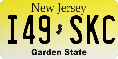 NJ license plate I49SKC