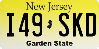 NJ license plate I49SKD