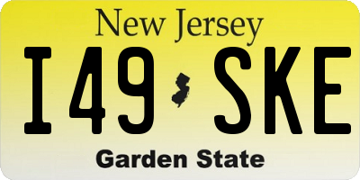 NJ license plate I49SKE