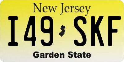 NJ license plate I49SKF