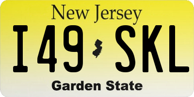NJ license plate I49SKL