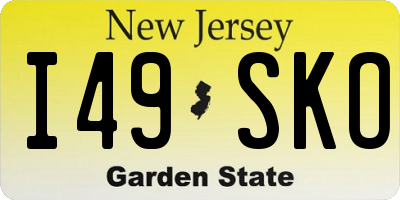 NJ license plate I49SKO
