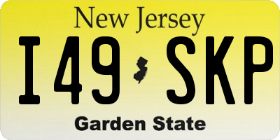 NJ license plate I49SKP