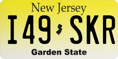 NJ license plate I49SKR