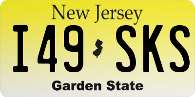 NJ license plate I49SKS