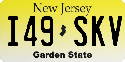 NJ license plate I49SKV