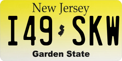 NJ license plate I49SKW