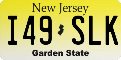 NJ license plate I49SLK