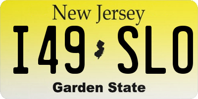 NJ license plate I49SLO