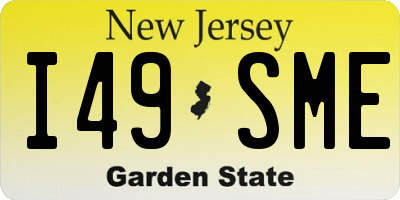 NJ license plate I49SME