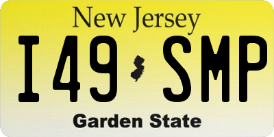 NJ license plate I49SMP