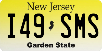 NJ license plate I49SMS