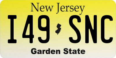 NJ license plate I49SNC