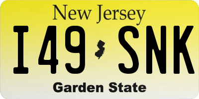 NJ license plate I49SNK