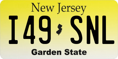 NJ license plate I49SNL