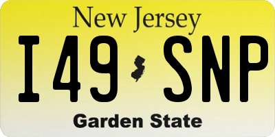 NJ license plate I49SNP