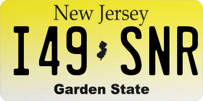NJ license plate I49SNR