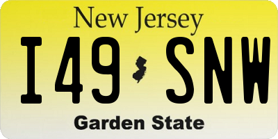 NJ license plate I49SNW