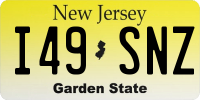 NJ license plate I49SNZ