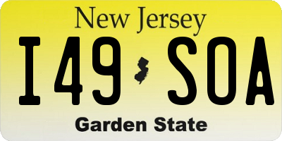 NJ license plate I49SOA