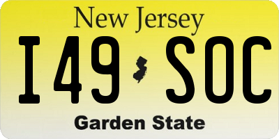 NJ license plate I49SOC