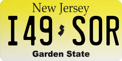 NJ license plate I49SOR