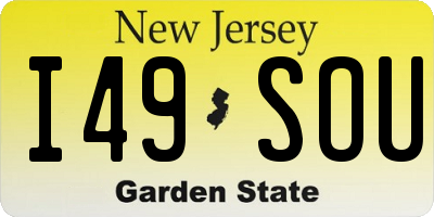 NJ license plate I49SOU