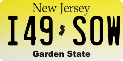 NJ license plate I49SOW