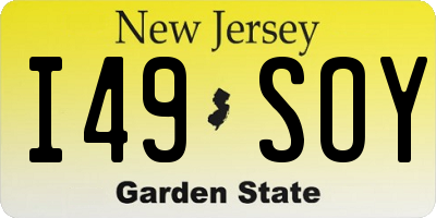 NJ license plate I49SOY