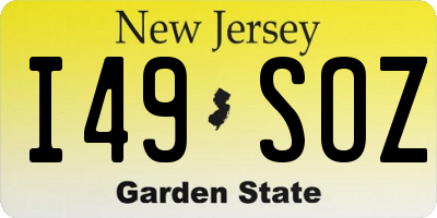 NJ license plate I49SOZ