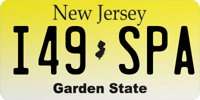 NJ license plate I49SPA