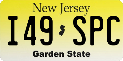 NJ license plate I49SPC