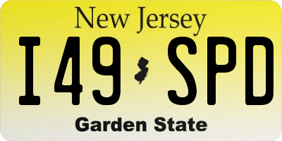 NJ license plate I49SPD