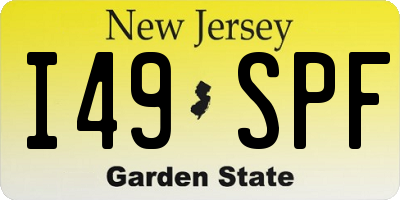 NJ license plate I49SPF