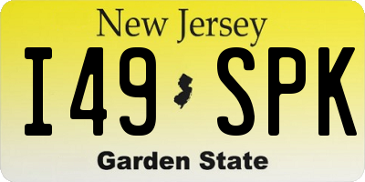 NJ license plate I49SPK