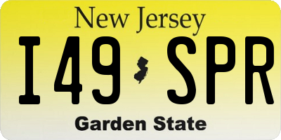 NJ license plate I49SPR