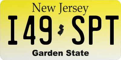 NJ license plate I49SPT