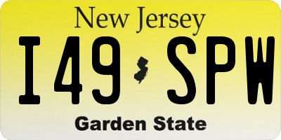 NJ license plate I49SPW