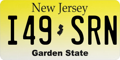 NJ license plate I49SRN