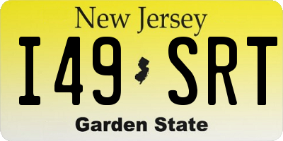 NJ license plate I49SRT