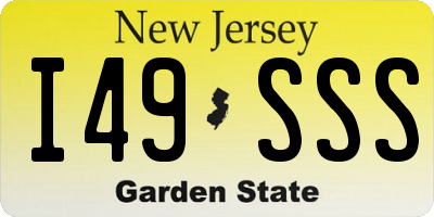 NJ license plate I49SSS