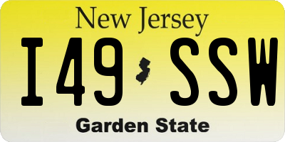 NJ license plate I49SSW