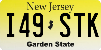 NJ license plate I49STK