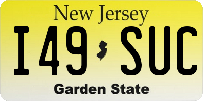 NJ license plate I49SUC