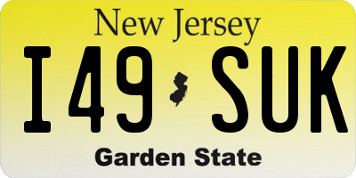NJ license plate I49SUK