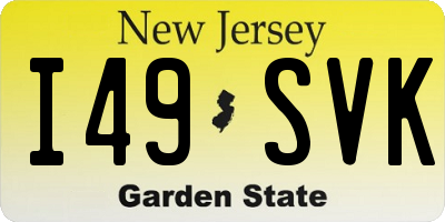 NJ license plate I49SVK