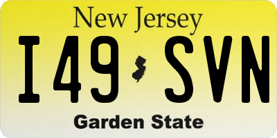 NJ license plate I49SVN