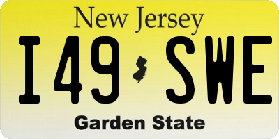 NJ license plate I49SWE