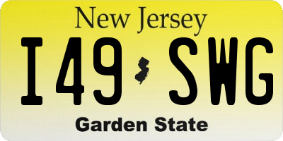 NJ license plate I49SWG