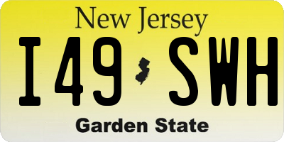 NJ license plate I49SWH